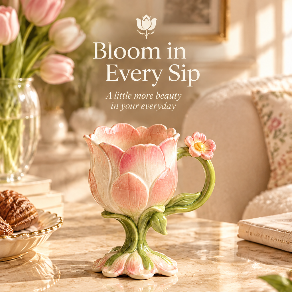 Blooming Tulip Sculptural Ceramic Mug