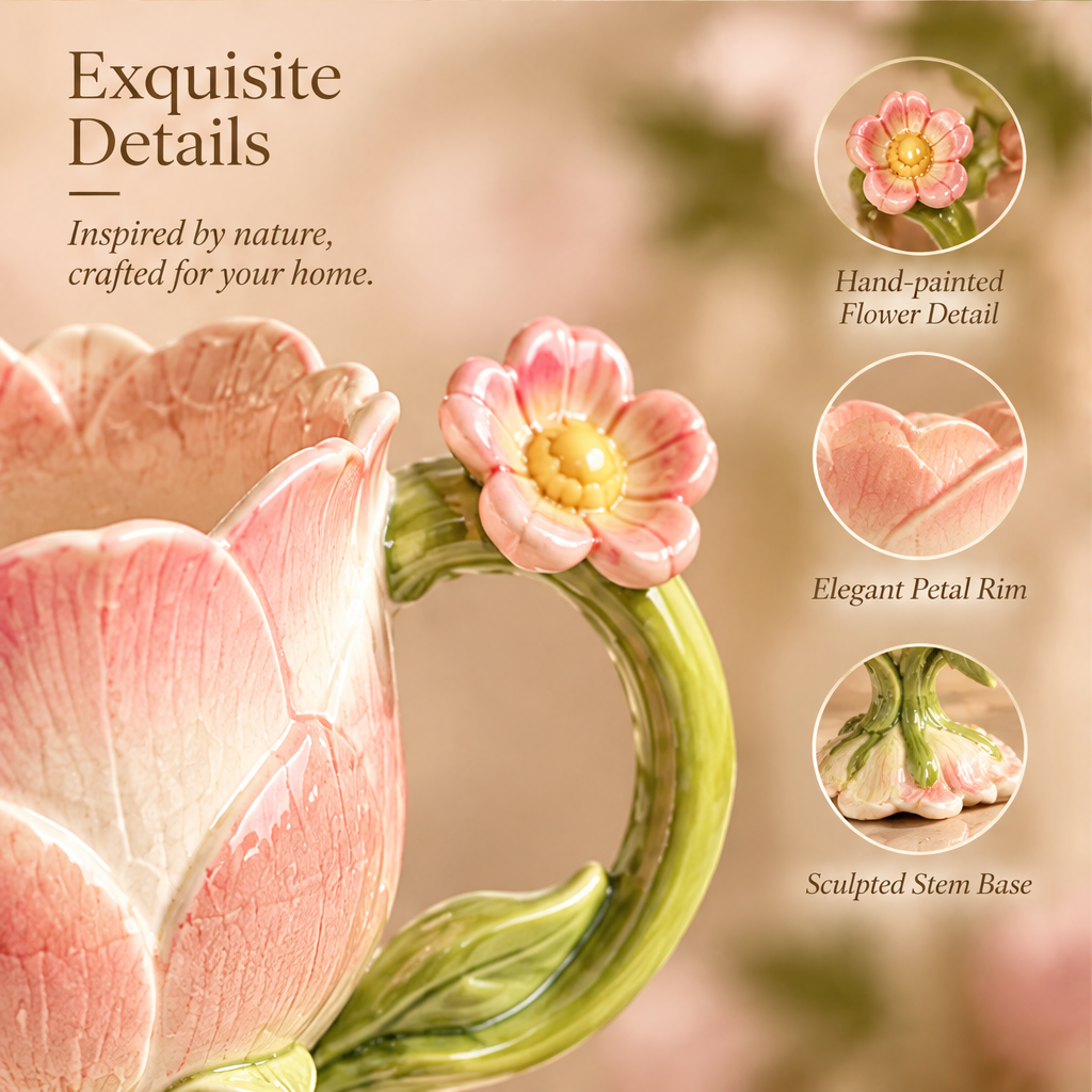 Blooming Tulip Sculptural Ceramic Mug