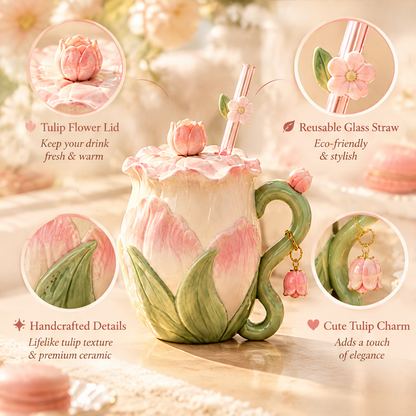 Blushing Tulip Garden Ceramic Mug