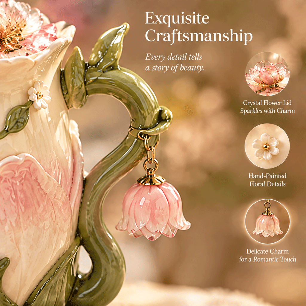 Blushing Blossom Floral Ceramic Mug