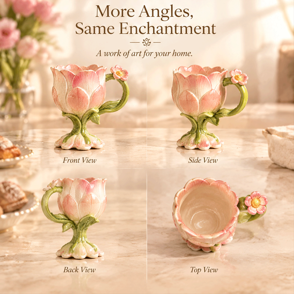 Blooming Tulip Sculptural Ceramic Mug