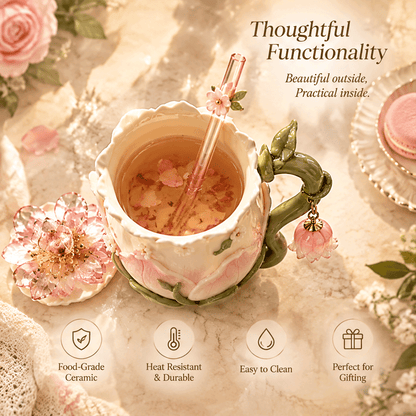 Blushing Blossom Floral Ceramic Mug