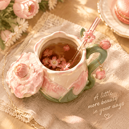 Blushing Tulip Garden Ceramic Mug