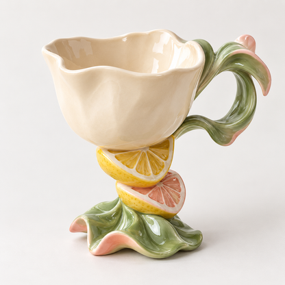 Citrus Bloom Sculptural Ceramic Coffee Mug