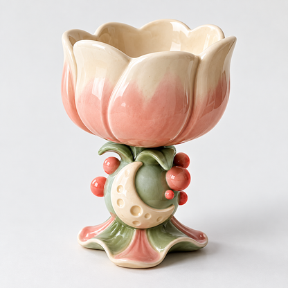 Moonlit Blossom Sculptural Ceramic Cup
