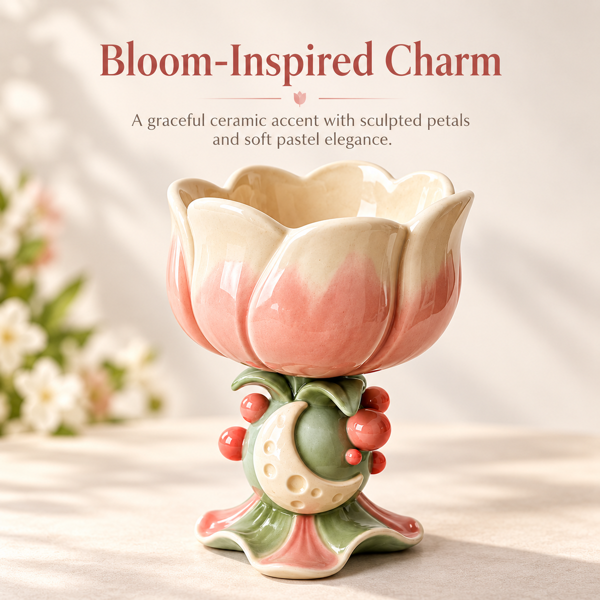 Moonlit Blossom Sculptural Ceramic Cup