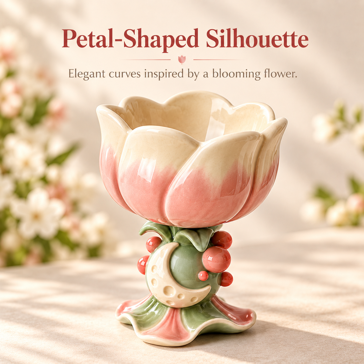 Moonlit Blossom Sculptural Ceramic Cup