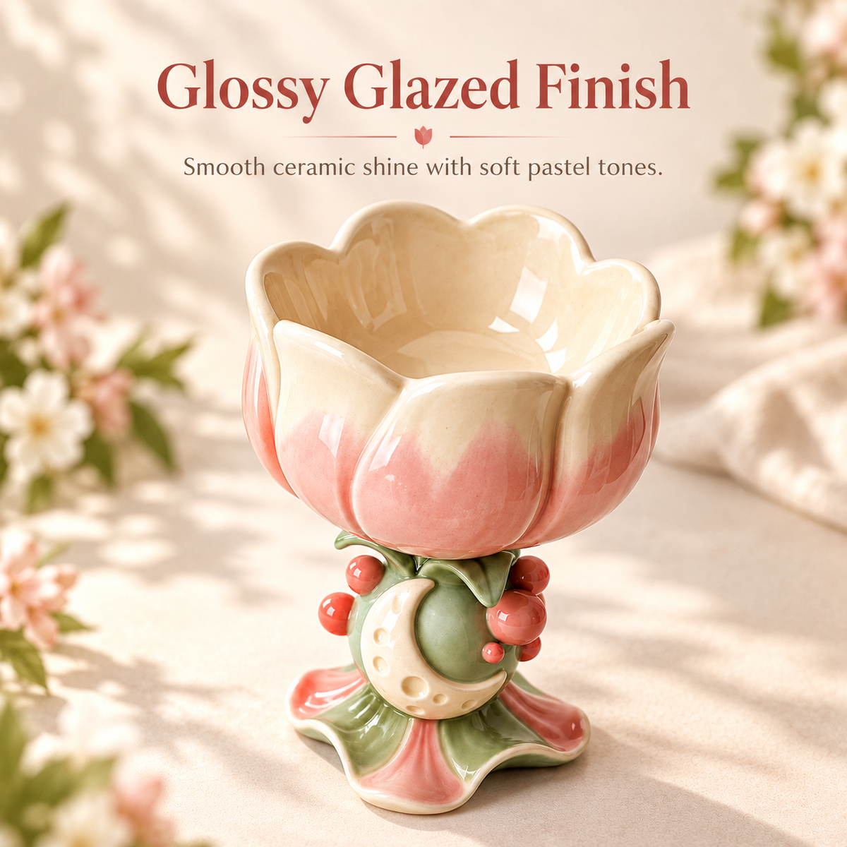 Moonlit Blossom Sculptural Ceramic Cup