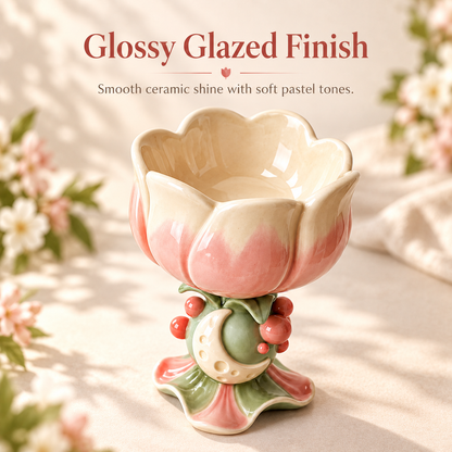 Moonlit Blossom Sculptural Ceramic Cup