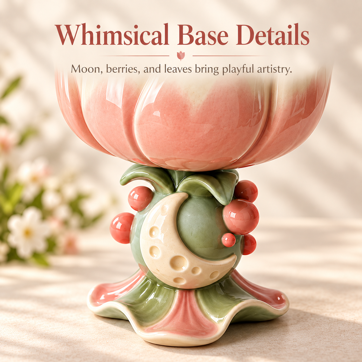 Moonlit Blossom Sculptural Ceramic Cup