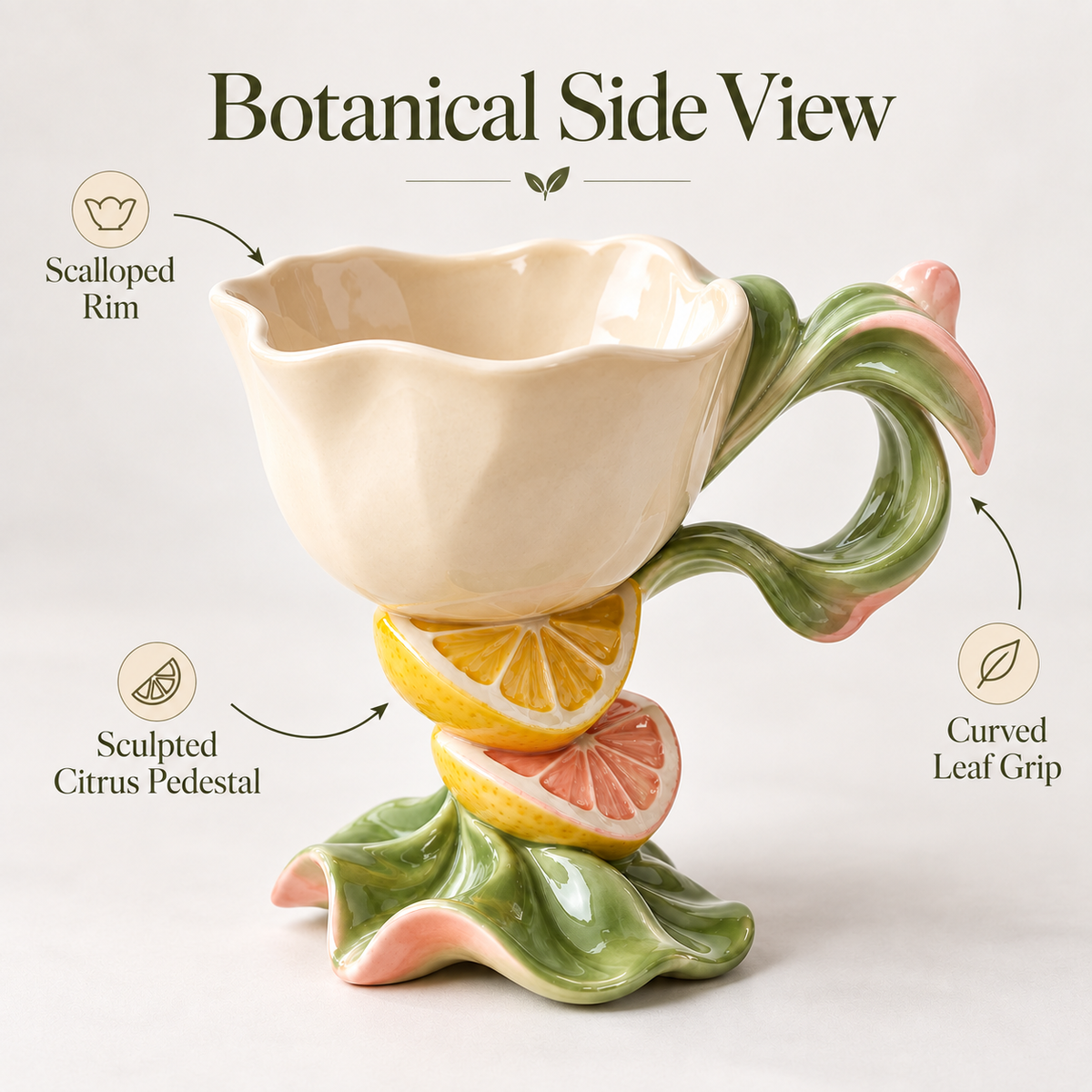 Citrus Bloom Sculptural Ceramic Coffee Mug