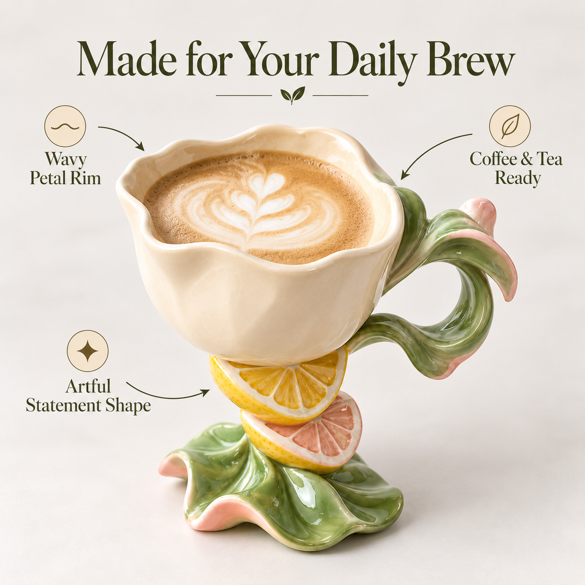 Citrus Bloom Sculptural Ceramic Coffee Mug