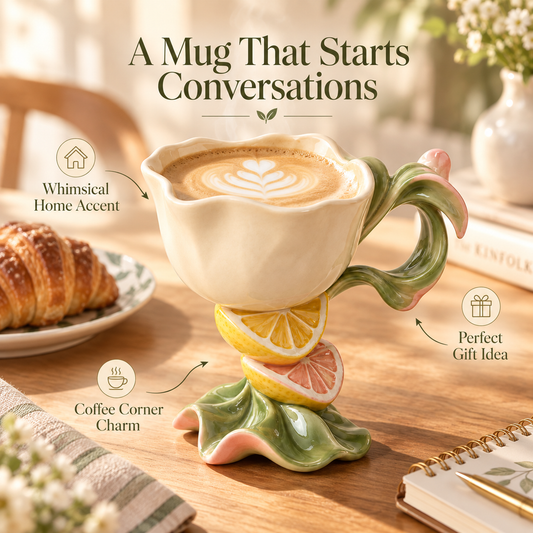 Citrus Bloom Sculptural Ceramic Coffee Mug