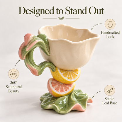 Citrus Bloom Sculptural Ceramic Coffee Mug