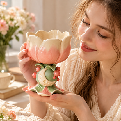 Moonlit Blossom Sculptural Ceramic Cup