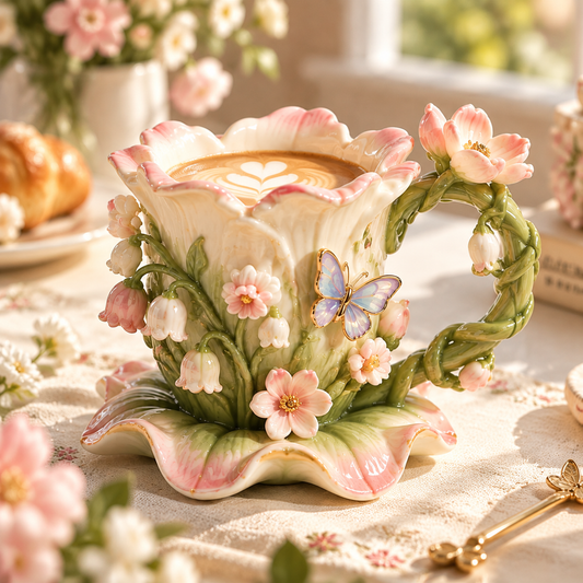 Enchanted Garden Floral Ceramic Coffee Mug
