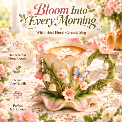 Enchanted Garden Floral Ceramic Coffee Mug