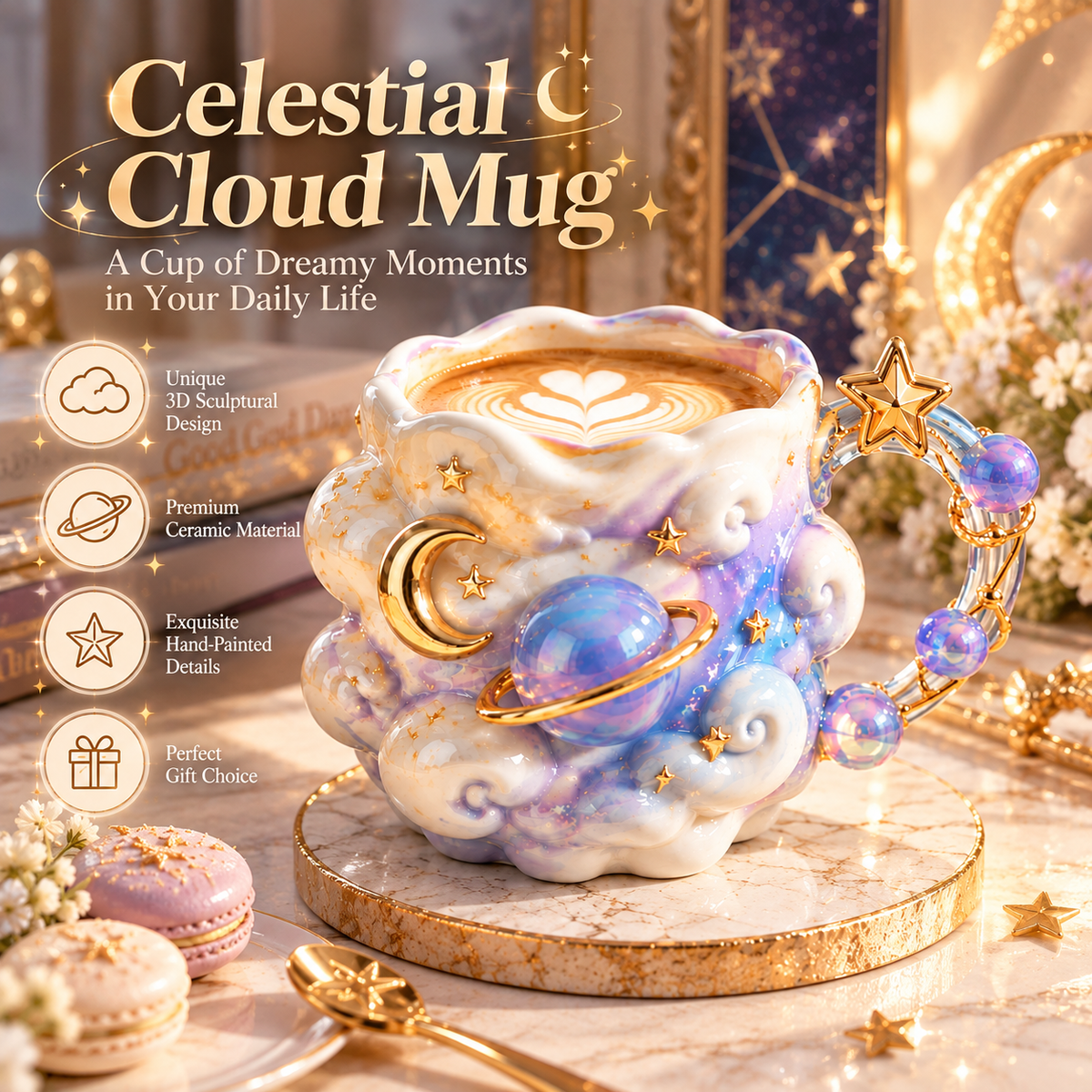 Celestial Cloud Planet Ceramic Mug